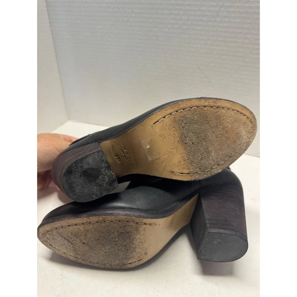 Rag & Bone Harrow Black Leather Wrap Strap Ankle Boots 38.5 8.5